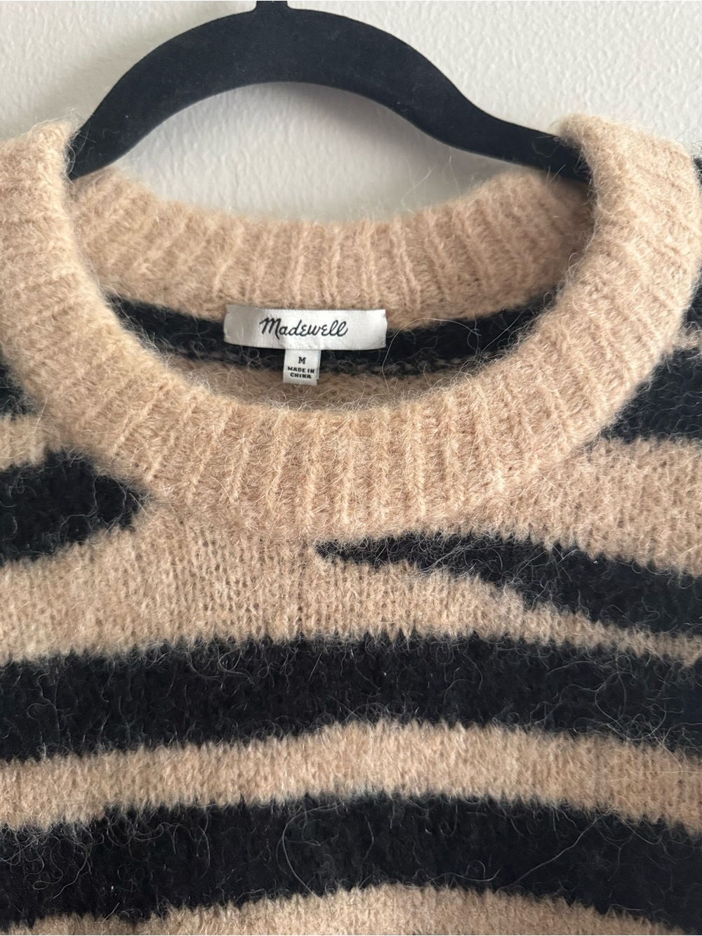 Madewell size medium wool alpaca blend sweater tiger stripe - Picture 2 of 3